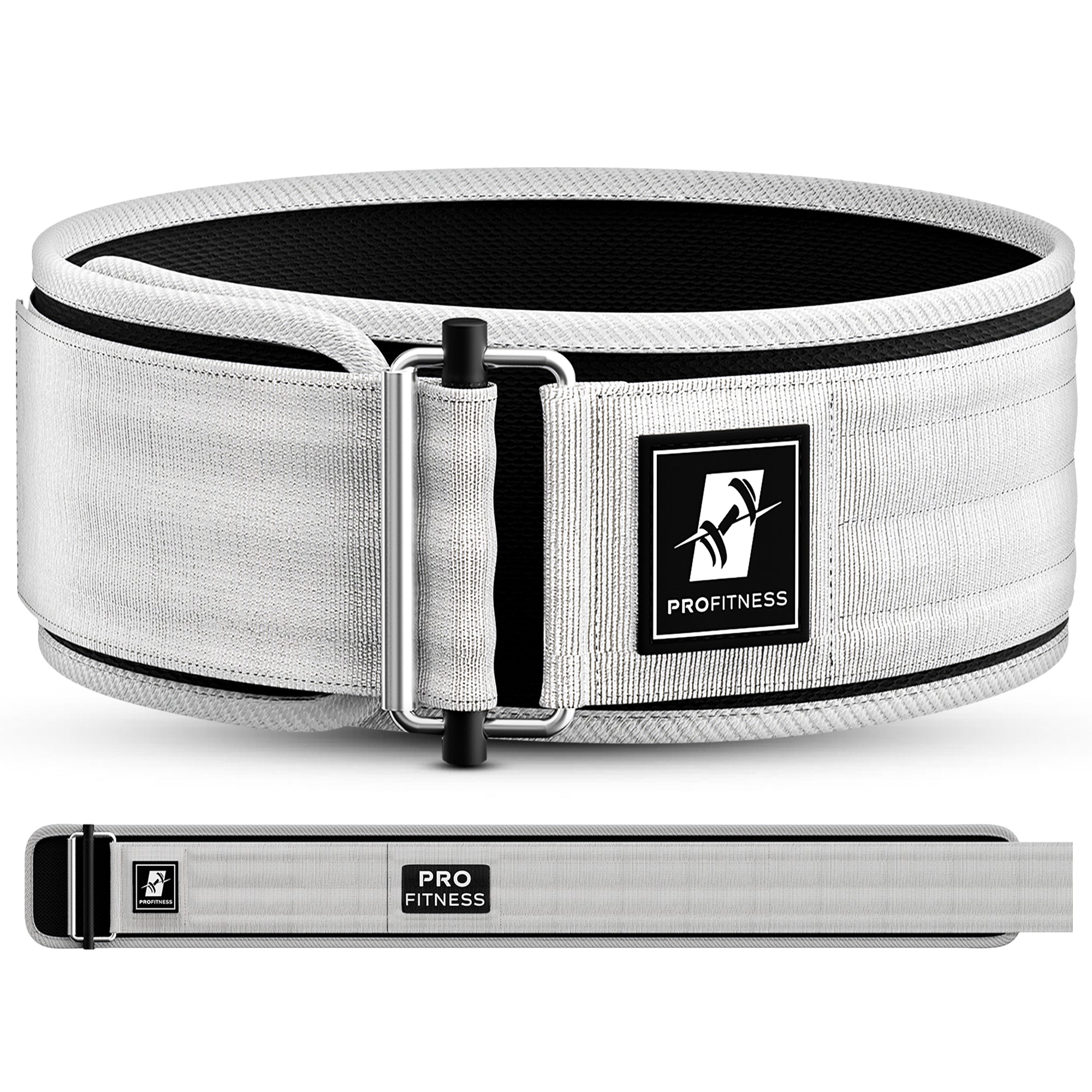 Black leather weightlifting belt with 'PROfitness' logo in front.